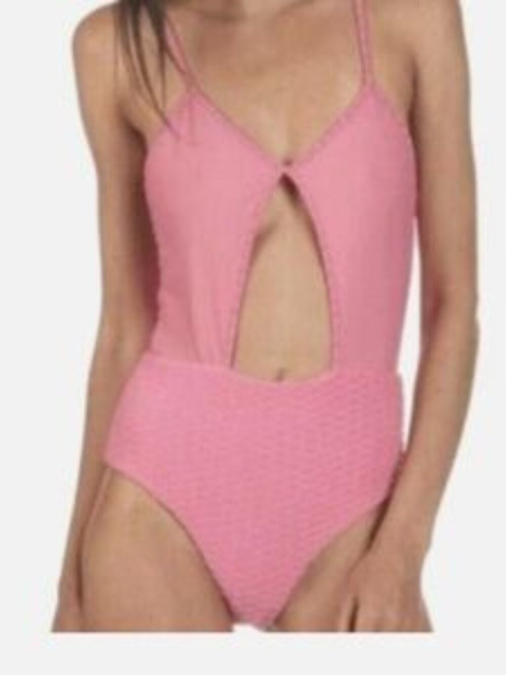 Maje Coral Pink Lace-Trim Bandeau Bodysuit